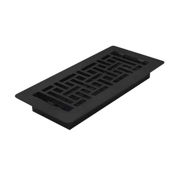 Decor Grates 4x10 Oriental Low Profile Floor Register Vent Cover, Adjustable Airflow Control, Textured Black (LAJH410-BLK)