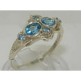 thumbnail image 3 of 925 Sterling Silver Natural Blue Topaz Womens Cluster Ring - Size 10.75, 3 of 6