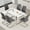 Table+Gray*6(Silver), variant on JUFU 7-Piece White PU Leather Dining Table Set with Gold Metal Legs, Modern Rectangular Kitchen Table and Chairs for Dining Room