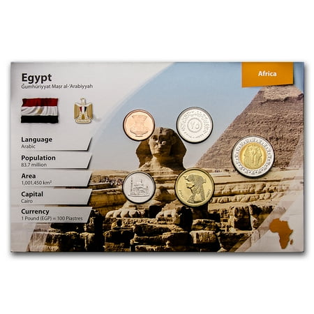 - 1984-2010 Egypt 1 Piastre-1 Pound Coin Set BU (Landscape Pkg)