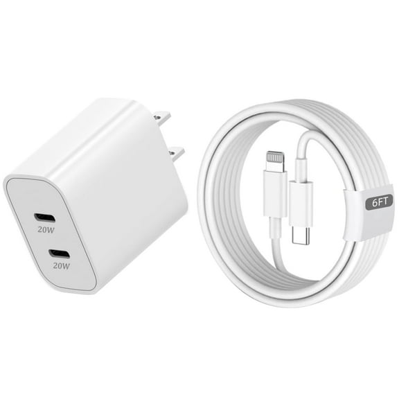 Iphone 14 Fast Charger[MFI Certified] Dual Port PD 3.0 Power USB C Wall Charger Adapter with 6ft Lightning Cable Compatible for IPhone 14/13/12/Mini/ Pro/Pro Max/SE 2020/11/Pro Max/XS/XS Max/XR/8P