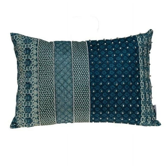 Parkland Collection  Petunia Transitional Green Rectangle Throw Pillow - 14 x 20 x 4 in.
