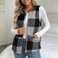 thumbnail image 7 of cocolona Womens Fleece Vest Crew Neck Open Front Sleeveless Jacket Fall Winter Loose Casual Plaid Outerwear, 7 of 7