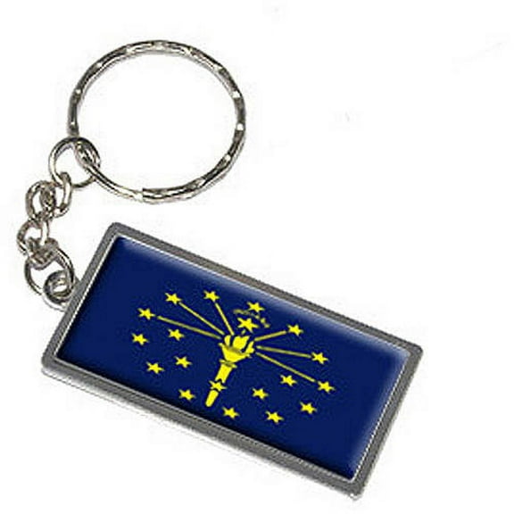 Indiana State Flag Keychain Key Chain Ring