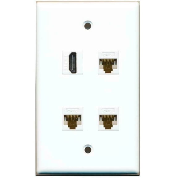 Ultra Spec Cables 1 Gang Flat 1 HDMI 3 Cat6 Female F-F Coupler Jack Port Wall Plate Hide Cables