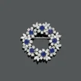thumbnail image 2 of 2.00Ct Round Cut Simulated Blue Sapphire & Diamond Women's Flower Wedding Brooch Pin 14K White Gold Plated Silver, 2 of 3