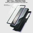 thumbnail image 3 of ELEHOLD For Samsung Galaxy Z Fold 7 Case with Card Holder, Foldable Kickstand Slim TPU Shockproof Full Body Protection Cover with Tempered Glass Screen,Purple, 3 of 5