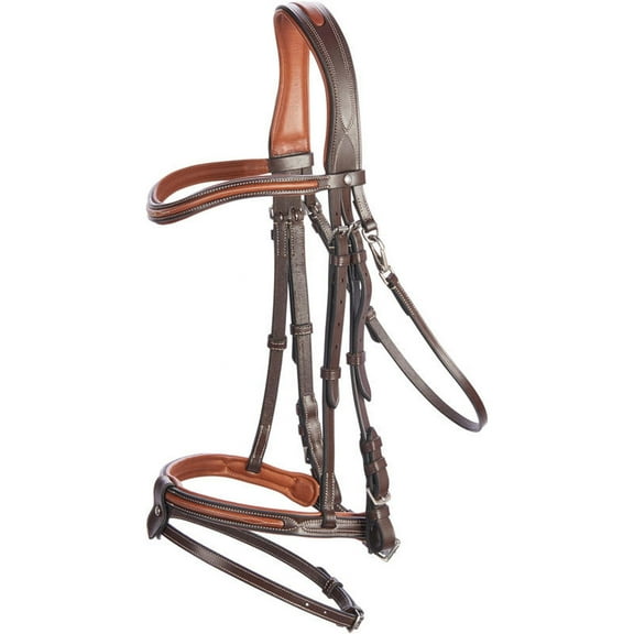 Snaffle Jumping Bridle |Premium English Bridle for Horses| Soft Padded Anatomical Designer Stitched & Brass Buckles English Jumping Bridle for Horses