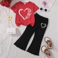 thumbnail image 2 of HCNTES Children Girls Summer Clothes Set Short Sleeve Tee Elastic Pants Little Girl School Outfit Set 4T 5T 6T 7T 8T(F02-D,2-3 Years), 2 of 4
