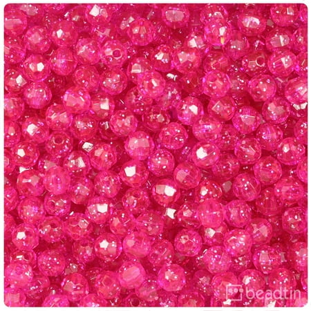 - BeadTin Bright Pink Sparkle 6mm Faceted Round Craft Beads (750pcs)