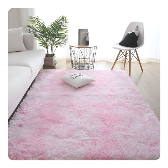 RLESO Pink Fluffy Rug,23.6x15.8 Inches for Bedroom Living Room Nursery,Washable