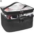 thumbnail image 3 of PULLIMORE Portable Travel Makeup Bags Double Layer Cosmetic Cases Make Up Organizer Toiletry Bag for Women and Girls (Black), 3 of 8