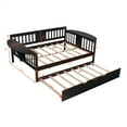 thumbnail image 7 of Full Size Daybed with Trundle Bed and Folding Side Tables, Wooden Sofa Bed with Three Sides Guardrails, Dual-use Daybed Suitable for Bedroom and Living Room, No Box Spring Required, Espresso, 7 of 7