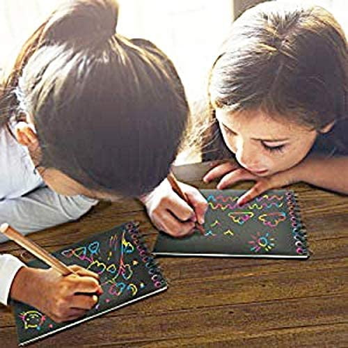 Yesbay Scratch Art Notebook Kids Rainbow Colorful Scratch Art Kit Drawing  Painting Paper Notebook with Drawing Stick Gift 