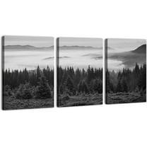 Black and White Smoky Mountain Canvas Wall Art Forest Pictures Wall Decor Misty Trees Landscape Photo Prints Paintings Nature Scenery Posters Artwork Living Room Decorations (only canvas)