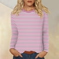 thumbnail image 2 of felwors Womens Shirts Fall Oversized Striped - Long Sleeve Cerwneck Loose Fit Tops 2026 Trendy Comfortable Office & Casual Wear (Pink, M), 2 of 5