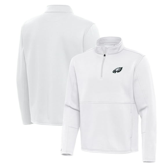Men's Antigua White Philadelphia Eagles Twist Quarter-Zip Pullover Jacket