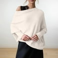 thumbnail image 2 of UJNDER Boat Neck Sweaters for Women Spring Long Sleeve Soft Knit Loose Baggy Pullover Top Beige One Size, 2 of 4