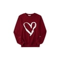 thumbnail image 5 of Family Matching Parent-Child Sweatshirt, Long Sleeve Hearts Print Tops, Round Collar Loose Fit Pullover, 5 of 10