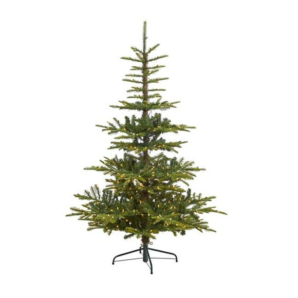 6 ft. Layered Washington Spruce Artificial Christmas Tree with 350 Clear LED Lights & 705 Bendable Branches