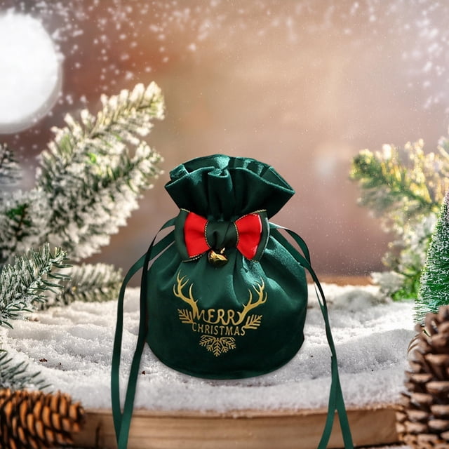 pstuiky Bolsa de regalo navideña, bolsa de terciopelo navideña, caja de dulces de Nochebuena, pantalones con bolsillo de terciopelo para frutas