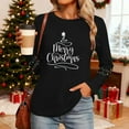 thumbnail image 5 of Christmas Tree Shirt Women Christmas Embroidered Trees Long Sleeve Shirts Gift Xmas Graphic Tee Tops, 5 of 7