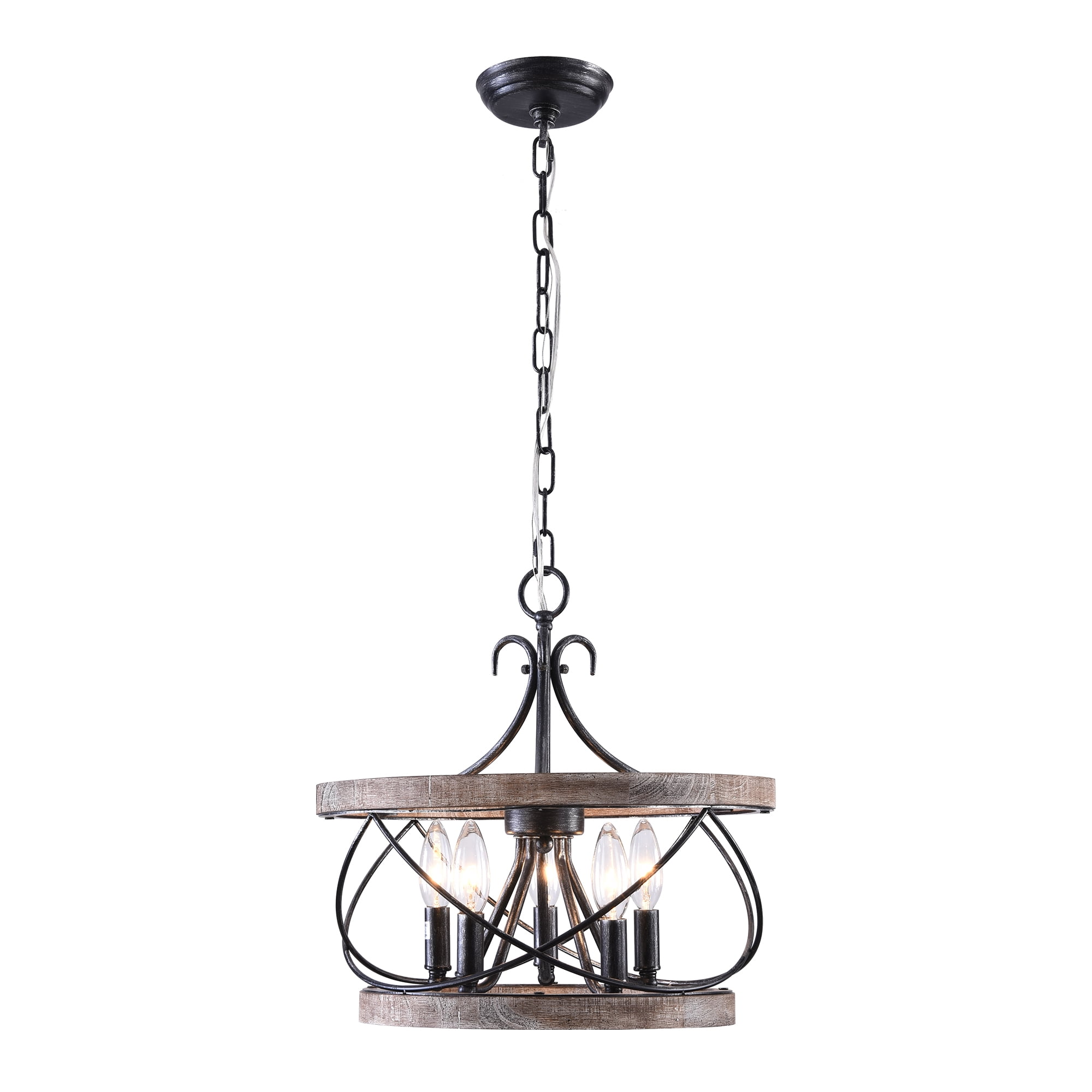 Cusp Barn 5 Light French Country Wooden Chandelier, Farmhouse Chandeliers for Dining Room Island Lights for Kitchen Ceilings Decor