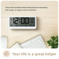 thumbnail image 3 of Tignapoo Multifunctional LCD Desk Clock with Dual Alarm, Temperature & Humidity Display, Adjustable Brightness, Night Light Mode, 12/24HR Format, Snooze Function, White (Batteries Not Included), 3 of 7
