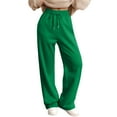thumbnail image 2 of Dwralegc Women's Fleece Lined Sweatpants Winter Warm Casual Elastic Waist Sweatpant Baaggy Wide Leg Drawstring Pants with Pockets Army Green L, 2 of 4