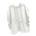 thumbnail image 4 of Sudadera con capucha sin mangas para hombre, color blanco, con bolsillos, transpirable, suave y holgada, para gimnasio, citas y compras, talla XL, 4 of 8