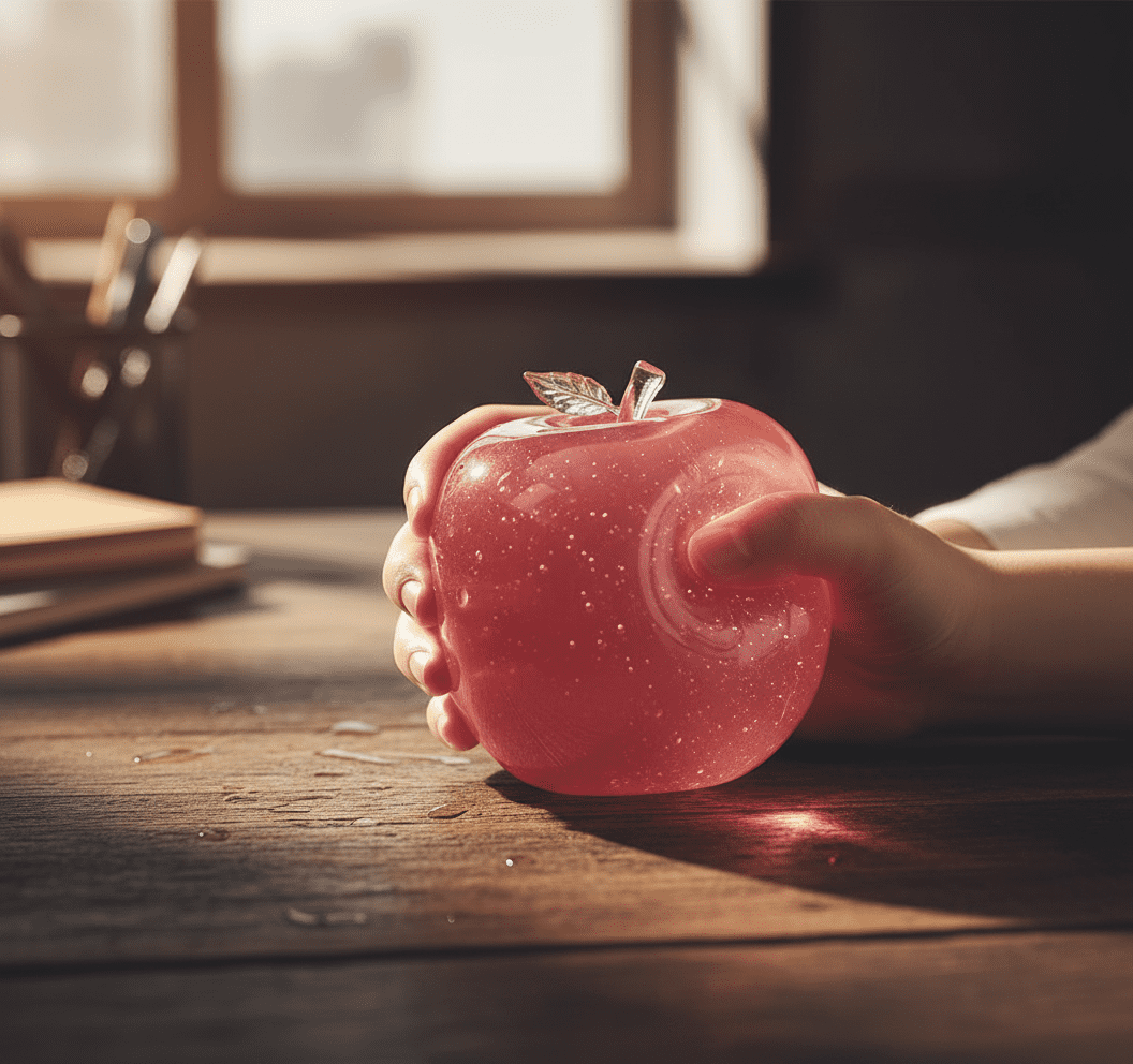 Apple Squishy Toy - Glass Gloss Semi-Transparent Taba Squishy Apple - Slow Rising Silicone Fidget Stress Ball - Cute Moldable Squeeze Sensory Squishy Toys for Daily Office & Home Gift