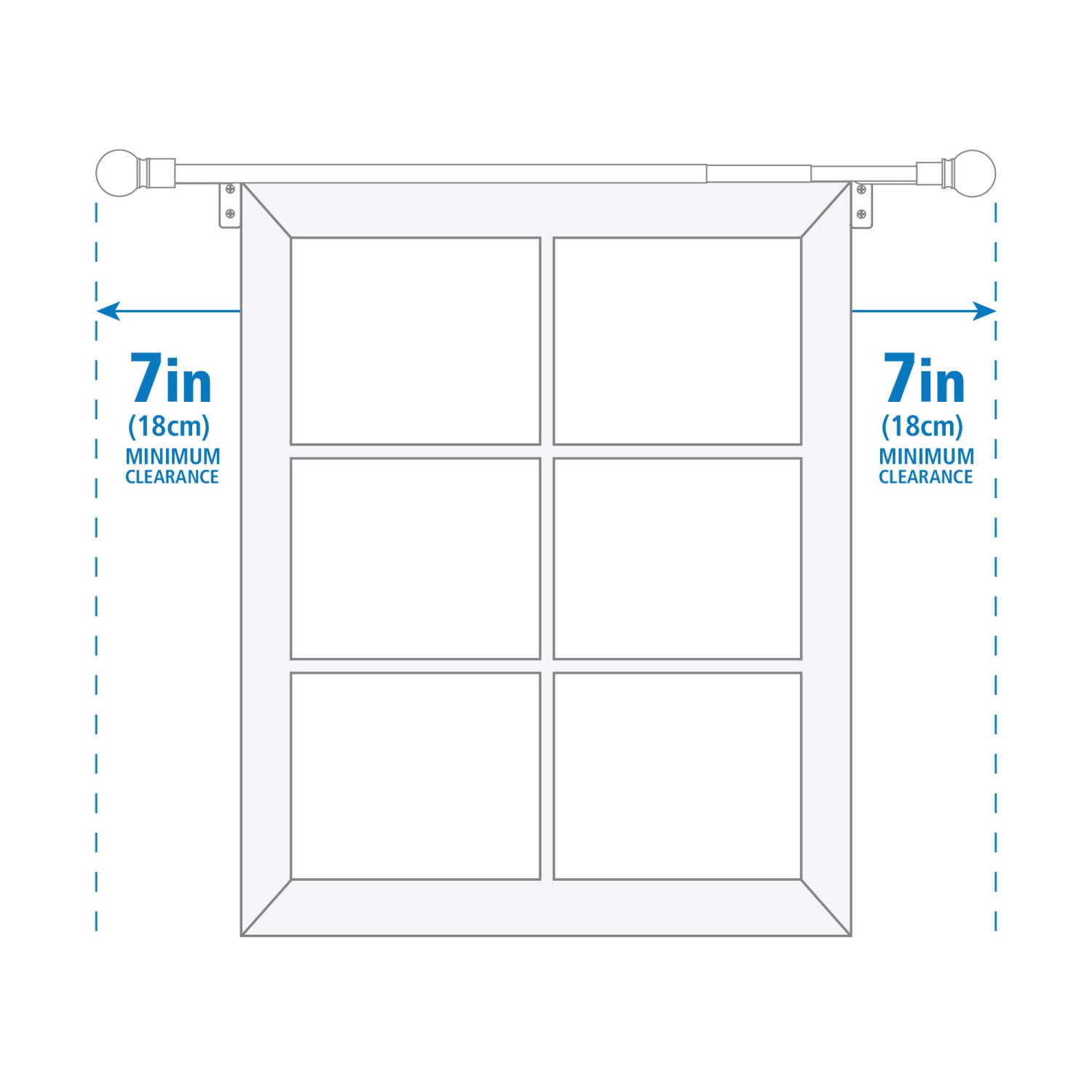Mainstays Easy Install Café Window Curtain Rod, No Measuring, 48" - 84", with Cage Finials, White