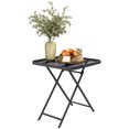 thumbnail image 1 of Outsunny Table Pliante d'Extérieur pour Patio, Table d'Appoint à Carreaux Façon Rotin, Noir, 1 of 10