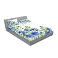 thumbnail image 2 of Ambesonne Blue Fitted Sheet & Pillow Sham Set, Bridal Leaves, Queen, Yellow Blue, 2 of 2