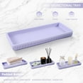 thumbnail image 4 of Resin Light Purple Bathroom Accessories Set 5 Pcs, Lotion Soap Dispenser, Toothbrush Holder, Bathroom Tumbler, Qtip Holder and Vanity Tray, Bathroom Countertop Organizer Set for Home Apartment, 4 of 16