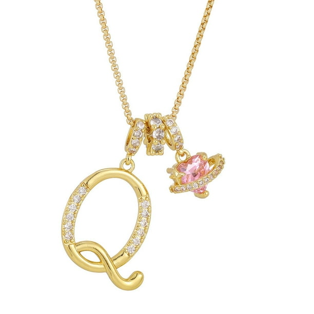 Collares colgantes con letras iniciales de 3 capas de oro un collar