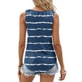 thumbnail image 4 of ZQUUVOU Tank Top For Women Stripe Color Solid Color Crew Neck Ruffle Summer Tops (Navy,XL), 4 of 6