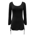 thumbnail image 7 of Women Crochet Swim Cover up Summer Bathing Suit Hollow Out Long Sleeve Dress Coverup Mesh Knit Beach Outfits (Free Size, Black), 7 of 7