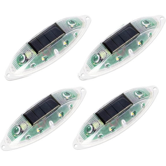 CATPAN Solar Strobe Warning Light Outdoor, Bright Solar Safety Flashing Light 4 Pack Road Signs IP54 Waterproof for Construction Site, Traffic, Dock, Marine, Stop Sign (White)