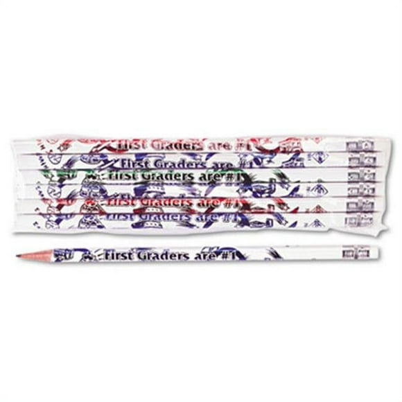 Moon Products 7861B Crayon en Bois Décoré Premiers Niveaux No. 1 No. 2 Blanc Brl Douzaine
