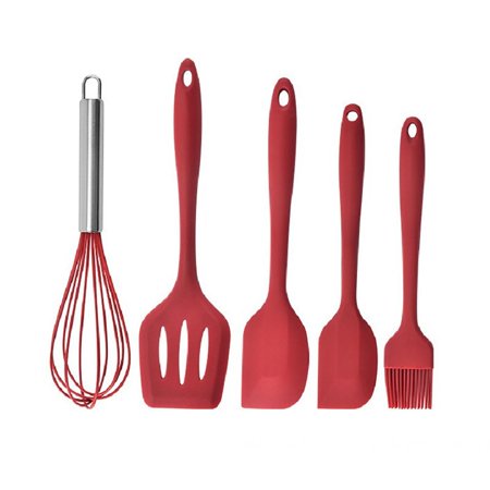 

QING SUN Spatula Cooking Spatula Kitchen Essential Kitchen Utensils Food Grade Silicone Material Set Of Five Red