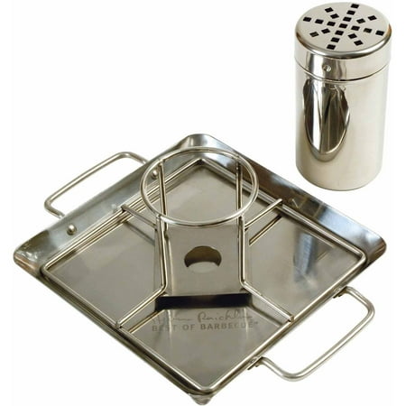Steven Raichlen Best of Barbecue Beer Can Chicken Roaster Rack with Holder, Canister and Drip Pan,
