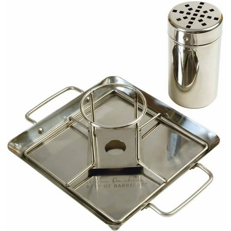 Steven Raichlen Best of Barbecue Beer Can Chicken Roaster Rack with Holder, Canister and Drip Pan, (Best Beer For Bbq)