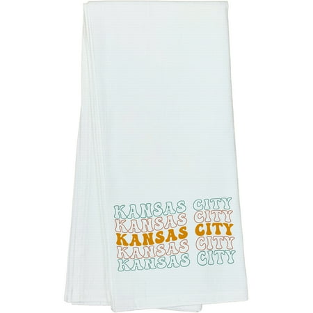 

Kansas City Missouri USA Cities Groovy Retro Wavy Text Merch Gift Dish Towel 16 x 25 IN
