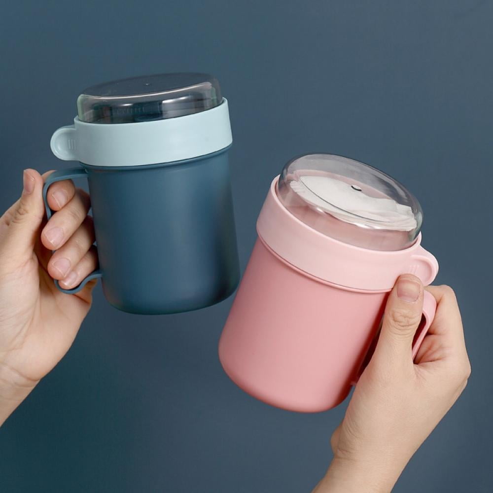 Monfince 500m Plastic Portable Soup Cup With Lid Lunch Box Food Container  Breakfast Cup Food Jar Milk Soup Cup With Spoon Leakproof Bento Box