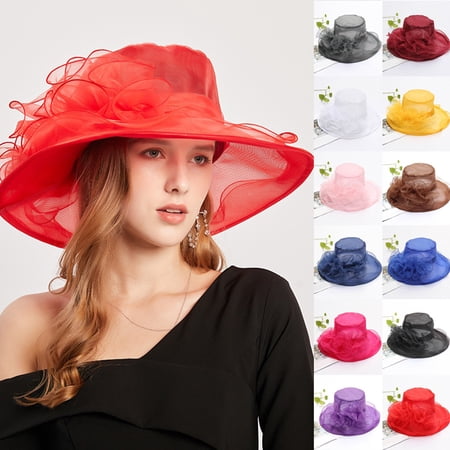 jiaxiM Kentucky Derby Hats for Women 2026 Large Flower Adjustable Wide Brim Fascinator Derby Hats Sun Visors for Women Wide Brim Elegant Tea Party
