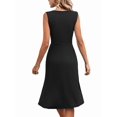 thumbnail image 3 of Womens Wrap V Neck Sleeveless Sundress Summer Flare Tank Dress, 3 of 8