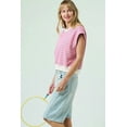 thumbnail image 3 of Women's Sachet Pink Striped Crew Neck Cap Sleeve T-Shirt - Casual Summer Style - [ZhiHiMeRi] | (US 12-14)L, 3 of 12