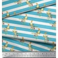 thumbnail image 3 of Soimoi Blue Cotton Cambric Fabric Stripe & Victoria Pigeon Bird Print Fabric by the Yard 56 Inch Wide, 3 of 3