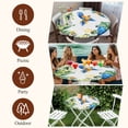 thumbnail image 6 of Round Tablecloth Tropical Botanical Elastic Edge Fitted Parrot Toucan Palm Banana Leaf Plastic Table Cover,Waterproof Oil Proof for Dinner,Outdoor, Picnic, 36" - 44"&nbsp; DIA Tables Green Blue, 6 of 6